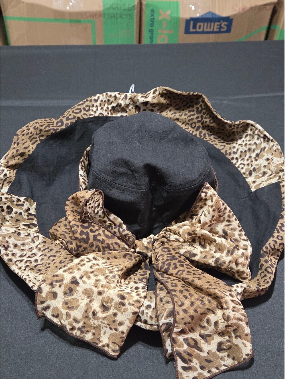 Something Special Women's Cotton Leopard Print Wide Brim Sun Hat with Wire Brim